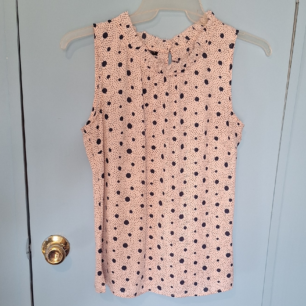 Talbots Pink and Black Polka Dot Blouse